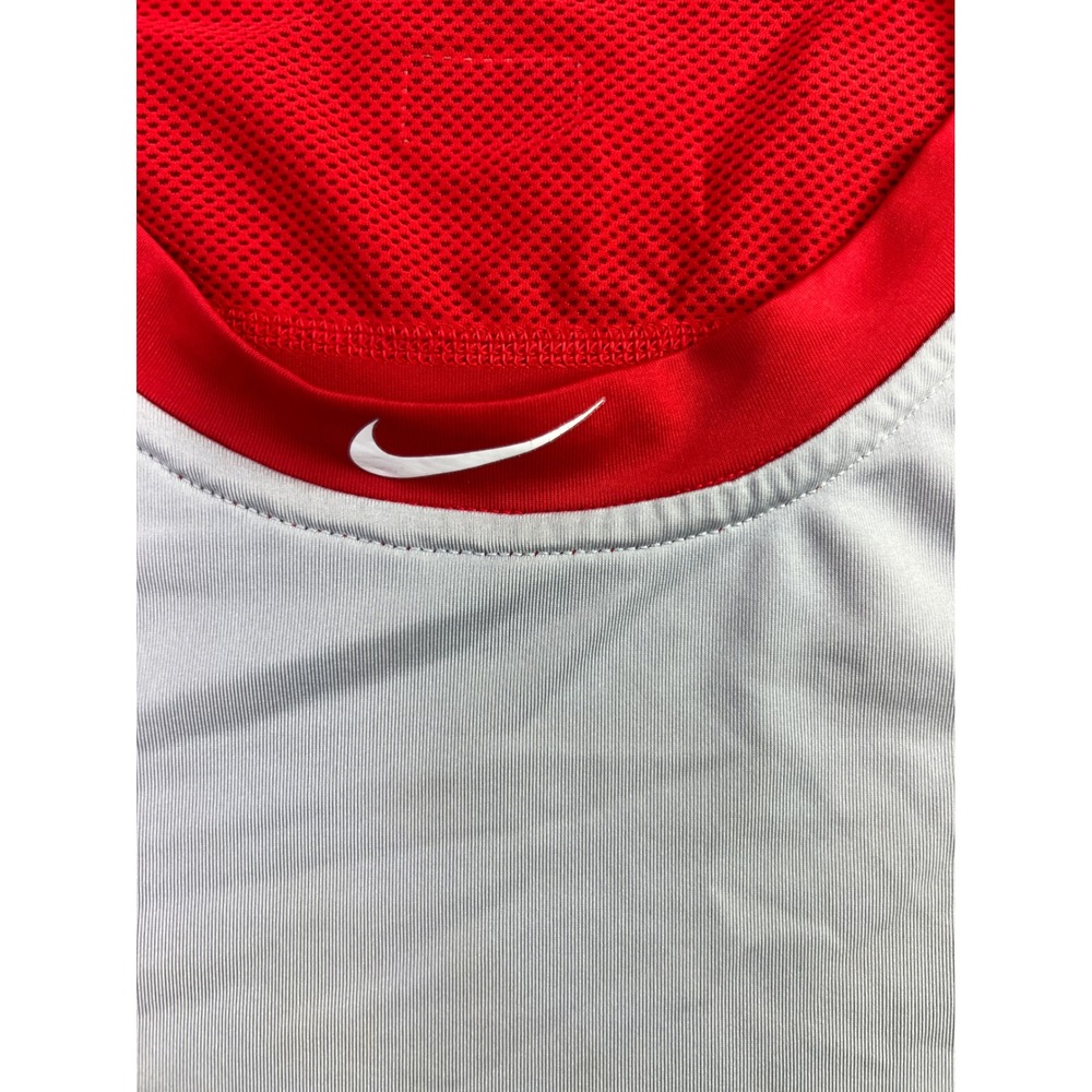 Nike Pro Mens XL Dri-FIT Baseball Shirt Red Grey Raglan 3/4 Sleeve 880659-658 - Picture 5 of 12
